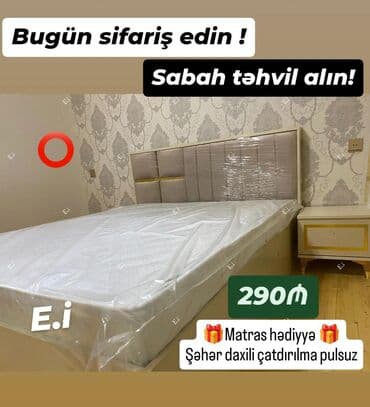 Yataq dəsti – müasir dizaynlı yumşaq başlıq, açıq rəngli korpus və lalafo.az -da Yataq dəsti – müasir dizaynlı yumşaq başlıq, açıq rəngli korpus və