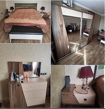 Двуспальная кровать, Трюмо, Шкаф, 2 тумбы, Б/у at lalafo.az Двуспальная кровать, Трюмо, Шкаф, 2 тумбы, Б/у