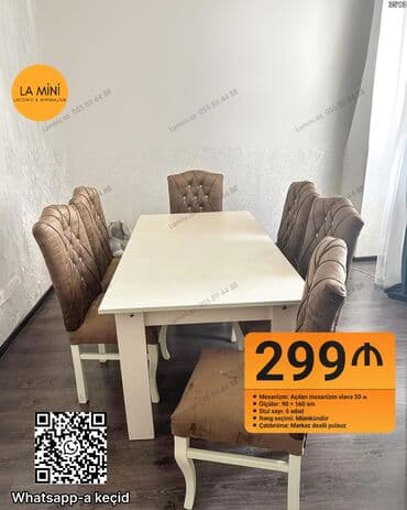 Qonaq otağı üçün, Açılan, Dördbucaq masa, 6 stul lalafo.az -da Qonaq otağı üçün, Açılan, Dördbucaq masa, 6 stul