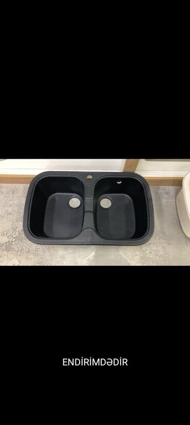 Mətbəx üçün qranit kompozit ikigözlü lavabo - Rəng: mat qara - İki lalafo.az -da Mətbəx üçün qranit kompozit ikigözlü lavabo - Rəng: mat qara - İki