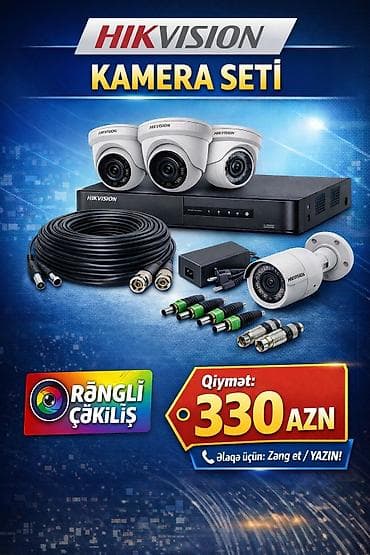 Hikvision Analog Kamera Seti Komplekt: - 4 ədəd rəngli çöl kamera - 1 lalafo.az -da Hikvision Analog Kamera Seti Komplekt: - 4 ədəd rəngli çöl kamera - 1