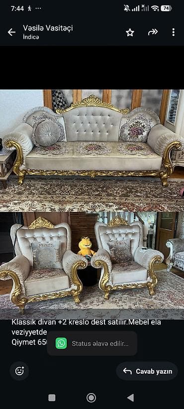 Klassik divan +2 kreslo dest satilir.Mebel ela veziyyetde. Qiymet 650 lalafo.az -da Klassik divan +2 kreslo dest satilir.Mebel ela veziyyetde. Qiymet 650