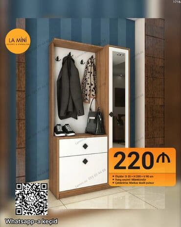 Düz dolab, Dəhliz üçün, Paltar üçün, Açılan, Korpuslu, 1 qapı lalafo.az -da Düz dolab, Dəhliz üçün, Paltar üçün, Açılan, Korpuslu, 1 qapı