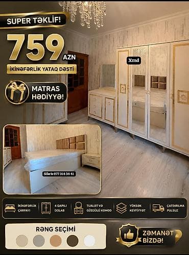 İkinəfərlik yataq dəsti – 759 AZN Matras hədiyyə Dəst tərkibi: - lalafo.az -da İkinəfərlik yataq dəsti – 759 AZN Matras hədiyyə Dəst tərkibi: -