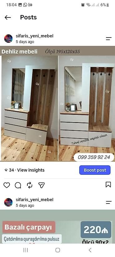 Dehliz mebeli – ölçü 195×120×35 sm - Kompakt və funksional dizayn - at lalafo.az Dehliz mebeli – ölçü 195×120×35 sm - Kompakt və funksional dizayn -