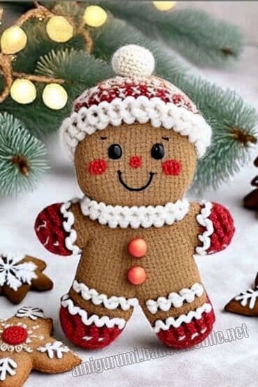 Əl işi amigurumi “gingerbread” fiquru - Material: yumşaq iplik (kroşe lalafo.az -da Əl işi amigurumi “gingerbread” fiquru - Material: yumşaq iplik (kroşe