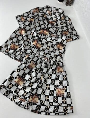 Qısaqol satən pijama dəsti – köynək və şort - Material: yüngül lalafo.az -da Qısaqol satən pijama dəsti – köynək və şort - Material: yüngül