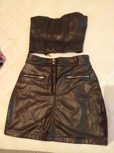 Qadın geyim dəstləri – 2 variant 1) Qara dərimsi (eko‑dəri) dəst: - lalafo.az -da Qadın geyim dəstləri – 2 variant 1) Qara dərimsi (eko‑dəri) dəst: -