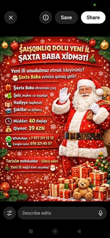 Аниматоры: Şaxta Baba xidməti – evinizə bayram əhvalı! Xidmətin məzmunu: - Şaxta at lalafo.az — 3 Аниматоры: Şaxta Baba xidməti – evinizə bayram əhvalı! Xidmətin məzmunu: - Şaxta — 3