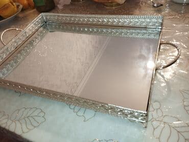 Сушилки: Gümüşü rəngdə, güzgü səthli dəbdəbəli servis sini/tray - Material at lalafo.az — 3 Сушилки: Gümüşü rəngdə, güzgü səthli dəbdəbəli servis sini/tray - Material — 3