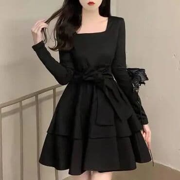 Qara məxməri qadın paltarı - Material: yumşaq məxmər üst hissə, alt lalafo.az -da Qara məxməri qadın paltarı - Material: yumşaq məxmər üst hissə, alt