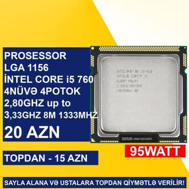 Prosessor Intel Core i5 Prosessor “LGA 1156 (1ci nəsil) İntel Core i5 760”, 4 nüvə, İşlənmiş lalafo.az -da Prosessor Intel Core i5 Prosessor “LGA 1156 (1ci nəsil) İntel Core i5 760”, 4 nüvə, İşlənmiş