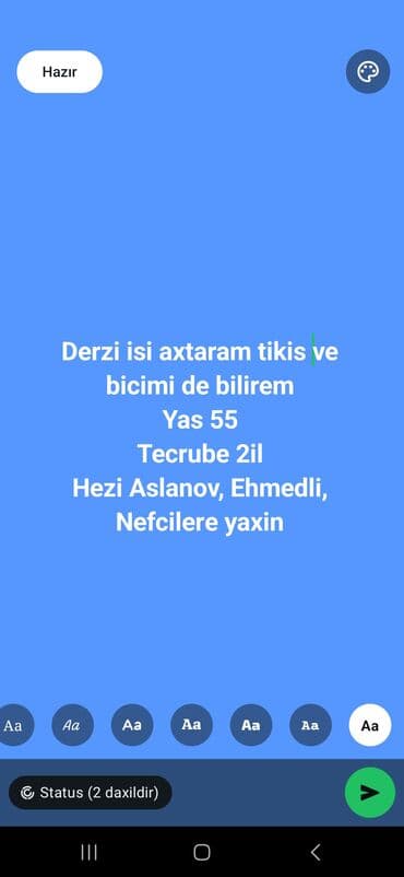 Xidmət: Dərzi işi axtarıram - Tikış və biçim işlərini bacarıram - lalafo.az -da Xidmət: Dərzi işi axtarıram - Tikış və biçim işlərini bacarıram -