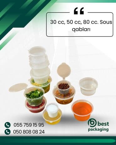 Şəffaf plastik sous qabları müxtəlif ölçülərdə mövcuddur: 30 cc, 50 cc lalafo.az -da Şəffaf plastik sous qabları müxtəlif ölçülərdə mövcuddur: 30 cc, 50 cc