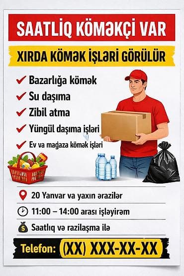 Saatlıq köməkçi xidməti – xırda kömək işləri bakida yalniz vatcapa lalafo.az -da Saatlıq köməkçi xidməti – xırda kömək işləri bakida yalniz vatcapa