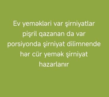 Ev yeməkləri və şirniyyatların hazırlanması xidməti. - Ev yeməkləri lalafo.az -da — 1 Ev yeməkləri və şirniyyatların hazırlanması xidməti. - Ev yeməkləri — 1