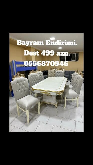 Qonaq otağı üçün, Yeni, Açılmayan, Dördbucaq masa, 6 stul lalafo.az -da Qonaq otağı üçün, Yeni, Açılmayan, Dördbucaq masa, 6 stul