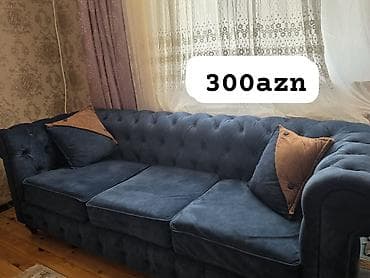Tünd mavi rəngdə klassik dizaynlı divan. - Chesterfield üslubunda lalafo.az -da Tünd mavi rəngdə klassik dizaynlı divan. - Chesterfield üslubunda