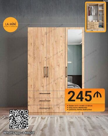 Açılan, 3 qapılı Düz dolab, Qarderob, paltar dolabı lalafo.az -da Açılan, 3 qapılı Düz dolab, Qarderob, paltar dolabı