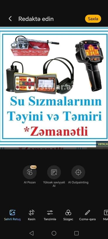 Xidmət: Su sızmalarının təyini və təmiri - Sızıntıların dəqiq lalafo.az -da Xidmət: Su sızmalarının təyini və təmiri - Sızıntıların dəqiq