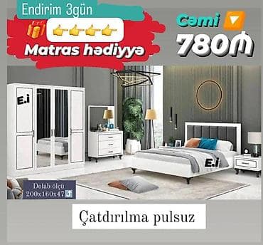Yataq otağı dəsti – müasir dizayn, ağ rəngdə Dəst tərkibi: - Yataq lalafo.az -da Yataq otağı dəsti – müasir dizayn, ağ rəngdə Dəst tərkibi: - Yataq