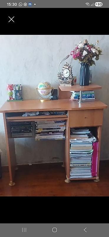 Düz masa, Polkalı, Siyirməli, Teksturalı laminat lalafo.az -da Düz masa, Polkalı, Siyirməli, Teksturalı laminat