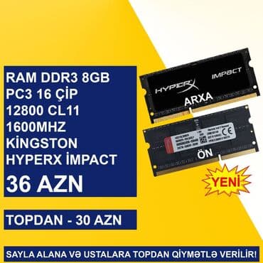 Notebook üçün Ramlar (DDR2/DDR3/DDR4) SAYLA ALANA VƏ USTALARA TOPDAN lalafo.az -da — 8 Notebook üçün Ramlar (DDR2/DDR3/DDR4) SAYLA ALANA VƏ USTALARA TOPDAN — 8