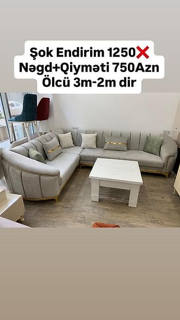 Künc divan dəsti - Ölçü: 3 m x 2 m - Rəng: açıq boz - Material at lalafo.az Künc divan dəsti - Ölçü: 3 m x 2 m - Rəng: açıq boz - Material