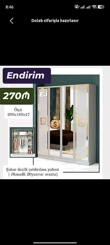 Düz dolab, Yataq otağı üçün, Paltar üçün, Kupe, Korpuslu, 3 qapılı lalafo.az -da Düz dolab, Yataq otağı üçün, Paltar üçün, Kupe, Korpuslu, 3 qapılı