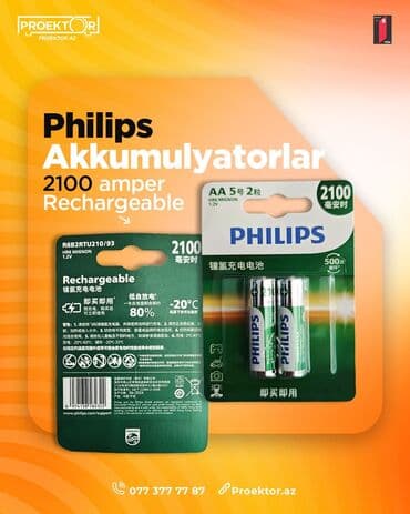 Philips AA ölçülü yenidən doldurula bilən akkumulyatorlar - Tutum lalafo.az -da Philips AA ölçülü yenidən doldurula bilən akkumulyatorlar - Tutum