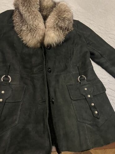 Qadın üçün təbii dəridən xəz yaxalıqla palto - Material: qalın lalafo.az -da Qadın üçün təbii dəridən xəz yaxalıqla palto - Material: qalın