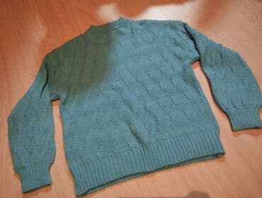 Mavi-yaşıl rəngdə trikotaj sviter - Klassik örgü naxışlı model lalafo.az -da Mavi-yaşıl rəngdə trikotaj sviter - Klassik örgü naxışlı model