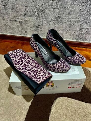 Leopar naxışlı qadın dəsti – dikdaban tufli və uyğun klatş çanta - lalafo.az -da Leopar naxışlı qadın dəsti – dikdaban tufli və uyğun klatş çanta -