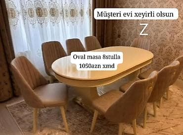 Qonaq otağı üçün, Yeni, Açılmayan, Oval masa, 8 stul lalafo.az -da Qonaq otağı üçün, Yeni, Açılmayan, Oval masa, 8 stul