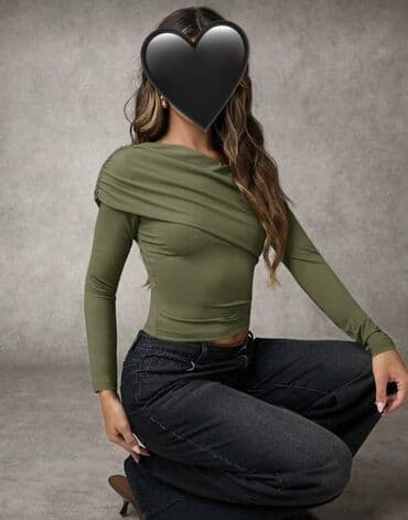 Qadın bluz/kofta – zeytun-yaşıl rəngdə, asimmetrik kəsimli - Dizayn lalafo.az -da Qadın bluz/kofta – zeytun-yaşıl rəngdə, asimmetrik kəsimli - Dizayn
