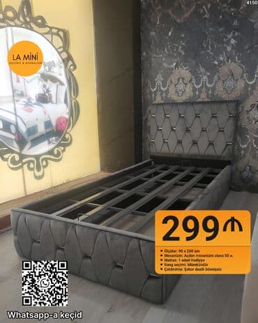 Təknəfərlik çarpayı, Bazalı, Matras ilə, Siyirməsiz lalafo.az -da Təknəfərlik çarpayı, Bazalı, Matras ilə, Siyirməsiz