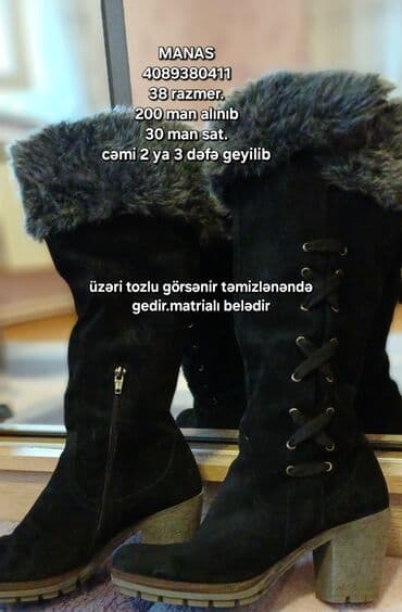 MANAS qadın qış çəkmələri - Razmer: 38 - Rəng: qara - Model: dizaltı lalafo.az -da MANAS qadın qış çəkmələri - Razmer: 38 - Rəng: qara - Model: dizaltı