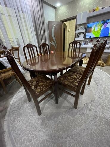 Qonaq otağı üçün, Açılan, Oval masa, 6 stul lalafo.az -da Qonaq otağı üçün, Açılan, Oval masa, 6 stul