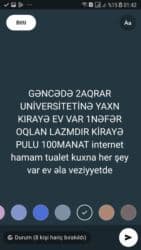 Gəncədə, 2Dənə Aqrar Universitetinə yaxın kirayə ev Var. 1 nəfər oğlan lalafo.az -da Gəncədə, 2Dənə Aqrar Universitetinə yaxın kirayə ev Var. 1 nəfər oğlan