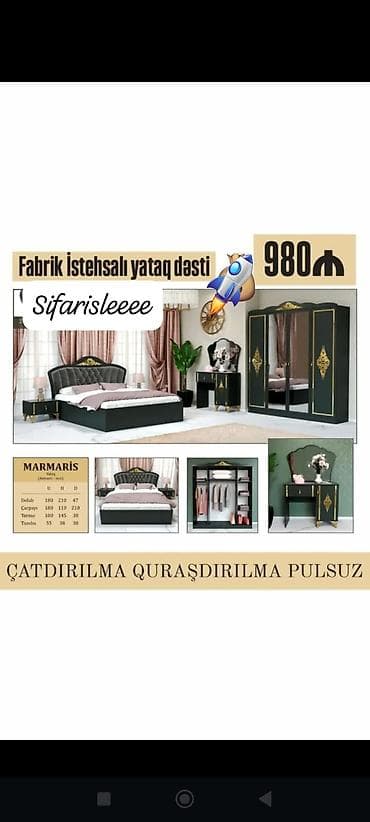İkinəfərlik çarpayı, Termo, Dolab, 2 tumba, Yeni lalafo.az -da İkinəfərlik çarpayı, Termo, Dolab, 2 tumba, Yeni