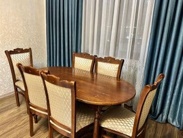 Qonaq otağı üçün, İşlənmiş, Oval masa, 6 stul lalafo.az -da Qonaq otağı üçün, İşlənmiş, Oval masa, 6 stul