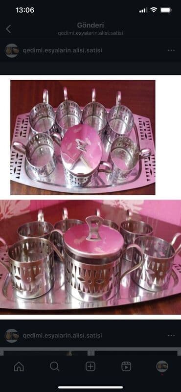 Çay dəsti, rəng - Gümüşü, Metal lalafo.az -da Çay dəsti, rəng - Gümüşü, Metal