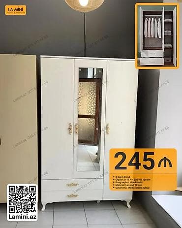 3 qapılı, Güzgülü, Digər rəng, Digər material, Açılan, Düz dolab lalafo.az -da 3 qapılı, Güzgülü, Digər rəng, Digər material, Açılan, Düz dolab