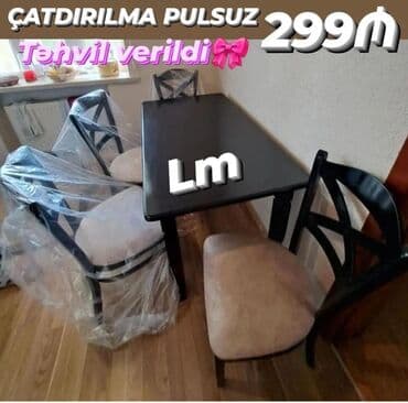 Mətbəx üçün, Yeni, Açılmayan, Dördbucaq masa, 4 stul lalafo.az -da Mətbəx üçün, Yeni, Açılmayan, Dördbucaq masa, 4 stul