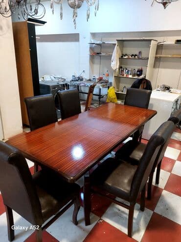 Qonaq otağı üçün, Açılan, Dördbucaq masa, 6 stul lalafo.az -da Qonaq otağı üçün, Açılan, Dördbucaq masa, 6 stul