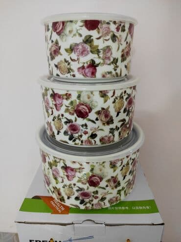 Сушилки: Məhsul: Qapaqlı 3-lü saxlama qabı dəsti - Material: Keramika (çini at lalafo.az — 2 Сушилки: Məhsul: Qapaqlı 3-lü saxlama qabı dəsti - Material: Keramika (çini — 2