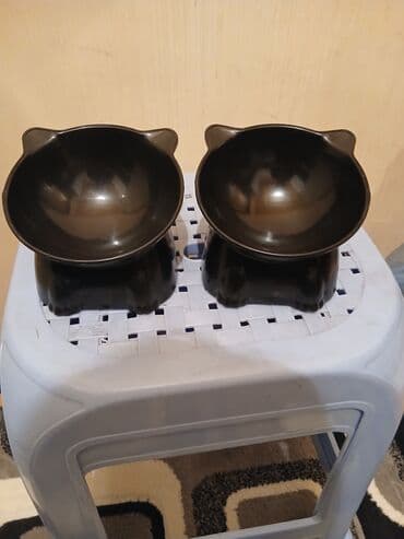 Одежда: İki bölməli pişik üçün yem-su qabı dəsti - Dizayn: Qara rəngdə, pişik at lalafo.az — 2 Одежда: İki bölməli pişik üçün yem-su qabı dəsti - Dizayn: Qara rəngdə, pişik — 2
