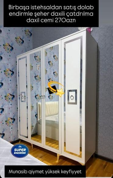Yeni, Açılan, 4 qapılı Düz dolab, Qarderob, paltar dolabı lalafo.az -da Yeni, Açılan, 4 qapılı Düz dolab, Qarderob, paltar dolabı