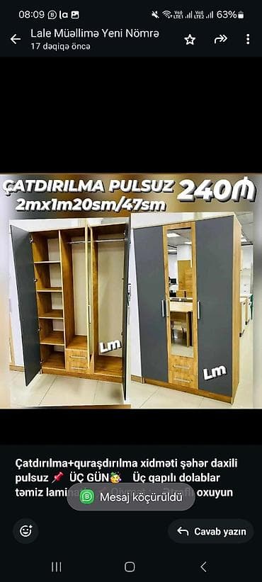 *Çatdırılma+quraşdırılma xidməti şəhər daxili pulsuz* 📌 *ÜÇ GÜN🥳* lalafo.az -da *Çatdırılma+quraşdırılma xidməti şəhər daxili pulsuz* 📌 *ÜÇ GÜN🥳*