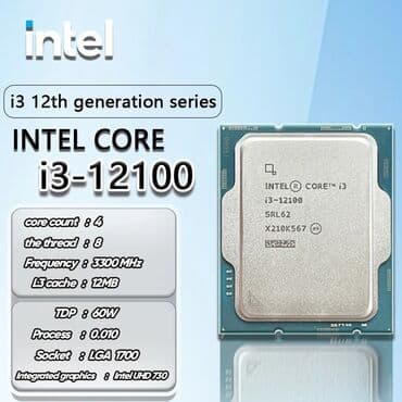 octa core: Prosessor Intel Core i3 12100, > 4 GHz, 4 nüvə, İşlənmiş lalafo.az -da — 1 octa core: Prosessor Intel Core i3 12100, > 4 GHz, 4 nüvə, İşlənmiş — 1